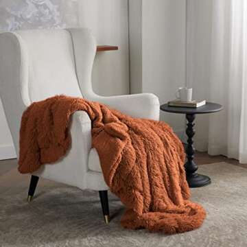 Bedsure Fluffy Burnt Orange Throw Blanket Gifts for Women, Men, Soft Fleece Cozy Fuzzy Sherpa Plush Warm Thick Faux Fur Throws for Couch, Fall Terracotta Orange Decor Spring Blanket Gifts for Her