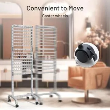 Yumkfoi 280 Pegs Braiding Hair Rack, Height Adjustable Hair Braiding Rack, 2-Sided Braid Rack with Wheels, Grey Hair Separator Stand Hair Extension Holder Hair Divider Rack for Braiders, Hairstylists