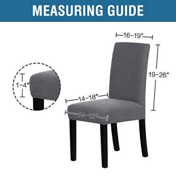 H.VERSAILTEX Stretch Dining Chair Covers Set of 4 Chair Covers for Dining Room Parsons Chair Slipcover Chair Protectors Covers Dining, Feature Textured Checked Jacquard Fabric, Gray