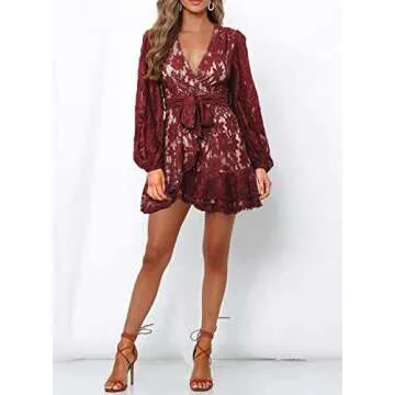 FARYSAYS Womens Lace Wrap Mini Dress for Every Occasion