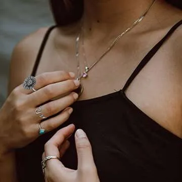 KISS WIFE Cool Rings Set for Women, Vintage Silver Punk Rings Bulk, Gothic Chunky Knuckle Emo Stackable Finger Ring Pack (Bohemian)