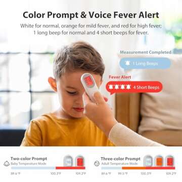 iHealth PT9L Digital Thermometer for Adults and Kids, 3-in-1 Infrared Baby Thermometer with 3-Color Prompt, Fever Alarm and Silent Mode, Forehead and Object Thermometer, 40 Memory Storages, White