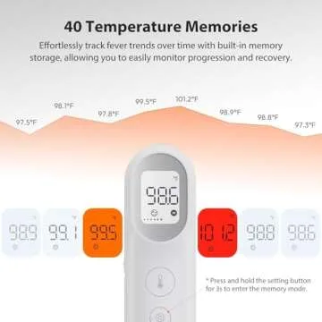 iHealth PT9L Digital Thermometer for Adults and Kids, 3-in-1 Infrared Baby Thermometer with 3-Color Prompt, Fever Alarm and Silent Mode, Forehead and Object Thermometer, 40 Memory Storages, White