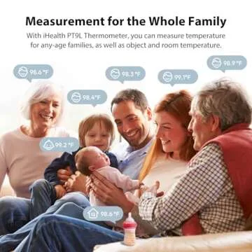 iHealth PT9L Digital Thermometer for Adults and Kids, 3-in-1 Infrared Baby Thermometer with 3-Color Prompt, Fever Alarm and Silent Mode, Forehead and Object Thermometer, 40 Memory Storages, White