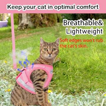 Cat Harnesses and Puppy Harness with Leashes Set, Escape Proof Cat Harness, Adjustable Reflective So...