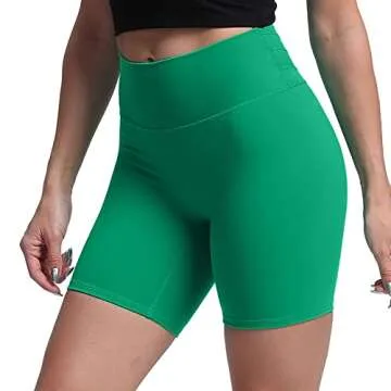 Aoxjox Trinity Workout Biker Shorts for Women Tummy Control High Waisted Exercise Athletic Gym Running Yoga Short 6" (Parakeet Green, Medium)