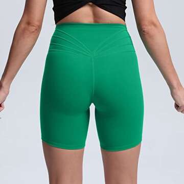 Aoxjox Trinity Workout Biker Shorts for Women Tummy Control High Waisted Exercise Athletic Gym Running Yoga Short 6" (Parakeet Green, Medium)