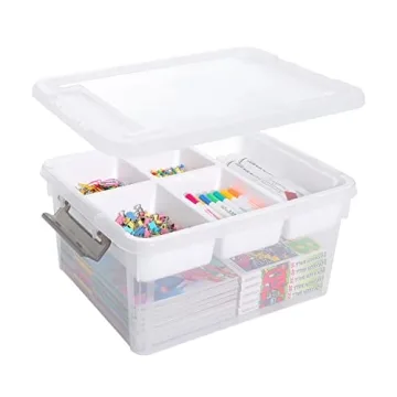 Citylife 17 QT Plastic Storage Box with Removable Tray Craft Organizers and Storage Clear Storage Co...