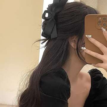 Stylish Agirlvct Bow Hair Clips - Elegant Satin Claw Clips