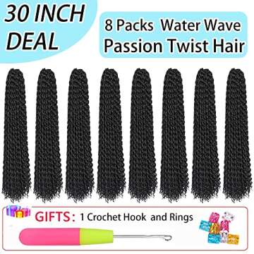 Passion Twist Hair 30 Inch: Water Wave Crochet Hair Extensions for Black Women