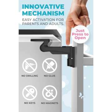 Cabinet Locks Baby Proofing- 12 Pack - Child Proof Cabinet Locks to Protect Little Fingers from Cleaning and Medical Supplies - Adhesive Back for Easy Screw Fitting