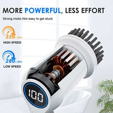 Electric Spin Scrubber, Power Cleaning Brush Shower Scrubber with Digital Display and 4 Replaceable ...