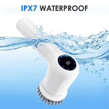 Electric Spin Scrubber, Power Cleaning Brush Shower Scrubber with Digital Display and 4 Replaceable Heads, 2 Adjustable Speeds, Electric Scrubber Brush for Cleaning Bathroom Tile Floor Bathtub Window
