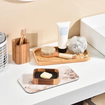 Sustainable Bamboo Vanity Tray Dish Drying Mat Home Decor