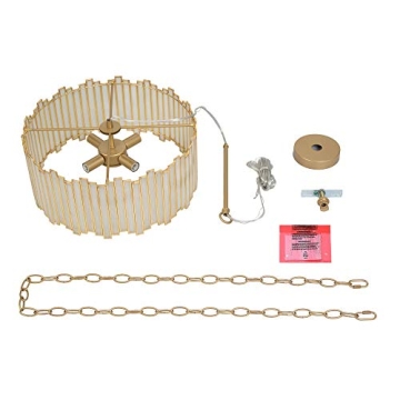 Durent Lighting Gold Drum Chandelier 4-Light Modern Drum Pendant Lighting Fixture with Cream Glass Shade, 16” Round Ceiling Hanging Light for Bedroom Dining Room Kitchen Foyer Entryway Living Room