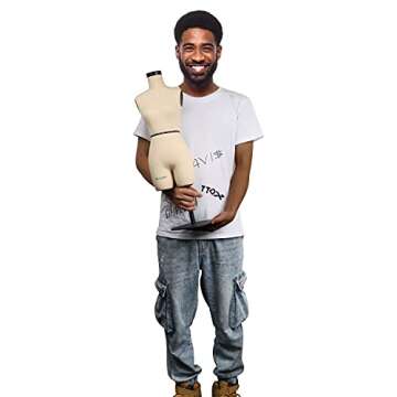 DE-LIANG Half Scale Dress Form（Not Adult Full Size） 1:2 Miniature Sewing Half Size Mannequin Not Fully Pinable Dressmaker Dummy 43cm Body Height Female Torso Tailor Model for Draping Beige