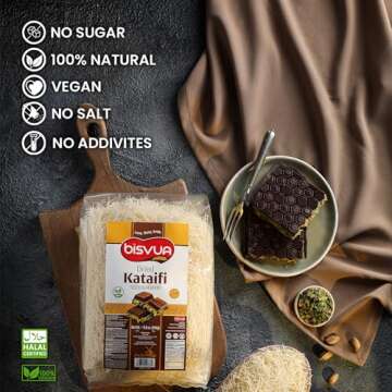 BISVUA Premium Dried Kataifi 500g (17.6 oz) - Perfect for Viral Dubai Chocolate Bar Pistachio Stuffed Desserts knafeh, Kunafa, and Middle Eastern Pastries - kataifi shredded fillo dough