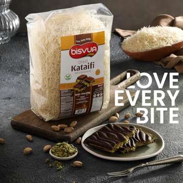 BISVUA Premium Dried Kataifi 500g (17.6 oz) - Perfect for Viral Dubai Chocolate Bar Pistachio Stuffed Desserts knafeh, Kunafa, and Middle Eastern Pastries - kataifi shredded fillo dough