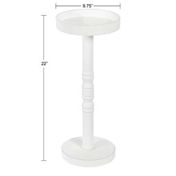 Kate and Laurel Bellport Farmhouse Drink Table, 10 x 10 x 22, White, Decorative Coastal Cocktail Table with Round Tabletop and Colonial Base for Farmhouse Décor