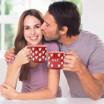 15 oz Heart Mug with Lid and Spoon for Valentine's Day