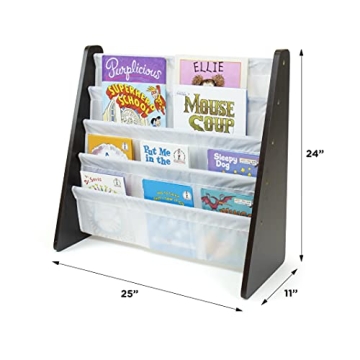 Humble Crew 4-Tier Kids Book Rack Espresso White Storage
