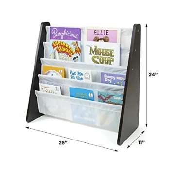 Humble Crew 4-Tier Kids Book Rack Espresso White Storage
