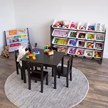 Humble Crew 4-Tier Kids Book Rack Espresso White Storage