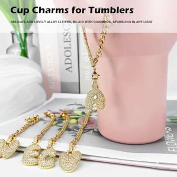 LUHOHI Cup Charms for Stanley Handle- Bubble Letter Charms Accessories for Stanley 40 Oz Tumblers Cu...