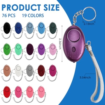 Kanayu 76 Pcs Personal Alarm Bulk 130DB Safe Sound Emergency Safety Self Defense Security Alert Keychain with Led Light Personal Protection Alarm for Women Girls Kids Elderly, Mixed Colors