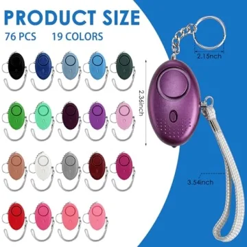 Kanayu 76 Pcs Personal Alarm Bulk 130DB Safe Sound Emergency Safety Self Defense Security Alert Keychain with Led Light Personal Protection Alarm for Women Girls Kids Elderly, Mixed Colors