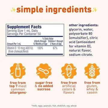 Enfamil Baby Vitamin D-Vi-Sol Liquid Vitamin D Drops, Supports Strong Teeth & Bone Development, 50mL...