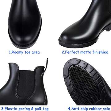 Asgard Women's Chelsea Rain Boots Comfortable Waterproof