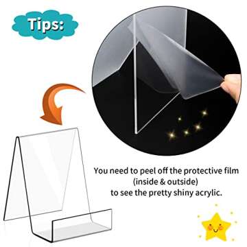 Elimons 6 Pack Large Acrylic Book Stand Clear Acrylic Display Easel Holder for Displaying Picture Al...