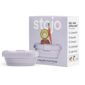 STOJO Collapsible Sandwich Box – Lilac Purple, 24oz - Reusable Food Storage Container - To-Go Trav...