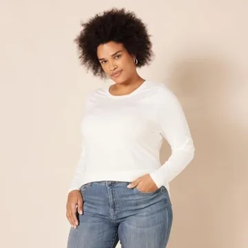 Classic-Fit Long-Sleeve Crewneck T-Shirt for Women