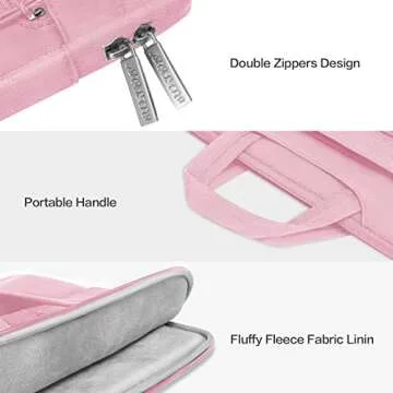 MOSISO Laptop Shoulder Bag Compatible with MacBook Air/Pro,13-13.3 inch Notebook,Compatible with MacBook Pro 14 inch M3 M2 M1 Pro Max 2023-2021,Polyester Flapover Briefcase Sleeve Case, Pink