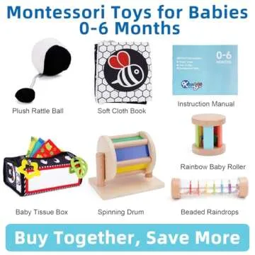 KMTJT Montessori Toys for Babies 0-6 Months | Engaging Learning Wooden Sensory Toys for Baby Newborn