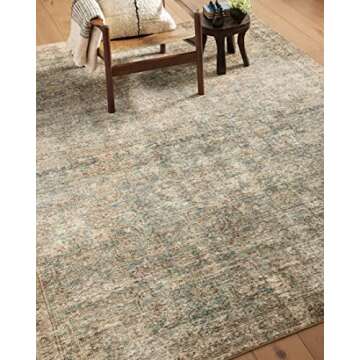 Loloi Amber Lewis Morgan 2' x 3'-6" Rectangle Accent Rug in Sea/Sage - Large Area Rug, Neutral Area Rug for Room Décor, Vintage Rug Inspired, Soft Area Rug for Living Room, Bedroom, Dining Area