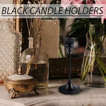 Candlestick Holders,Taper Candle Holder for Candlesticks Black Candelabra Candle Holder Vintage Cand...