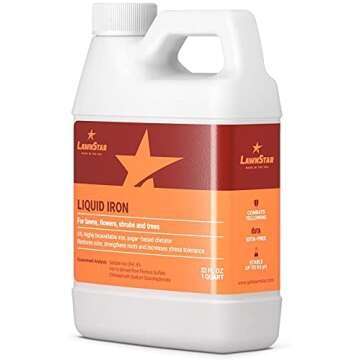 LawnStar Liquid Iron (32 OZ) for Plants - Multi-Purpose, Suitable for Lawn, Flowers, Shrubs, Trees - Treats Iron Deficiency, Root Damage & Color Distortion – EDTA-Free, American Made
