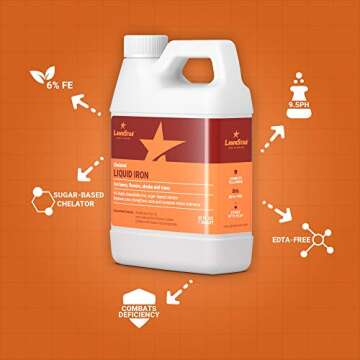 LawnStar Liquid Iron (32 OZ) for Plants - Multi-Purpose, Suitable for Lawn, Flowers, Shrubs, Trees - Treats Iron Deficiency, Root Damage & Color Distortion – EDTA-Free, American Made