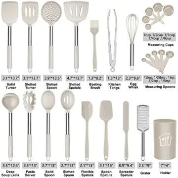 Ultimate 26 Pcs Silicone Cooking Utensil Set - Non-Stick, Heat Resistant with Stainless Steel Handle...