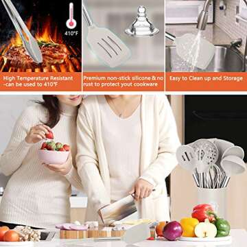 26 Pcs Silicone Kitchen Utensils Set Non-Stick Heat Resistant