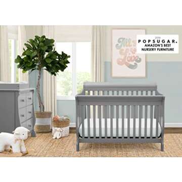Delta Children Canton 4-in-1 Convertible Crib - Grey, Easy to Assemble
