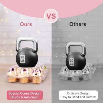 Oridom Cupcake Carrier - 12 Pack Clear Plastic Storage Set with High Dome Lid