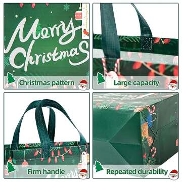 18Pcs Christmas Gift Bags with Gift Tags, Large Gift Bags Reusable Shopping Bags have Santa Claus Christmas tree snowman "Merry Christmas" ​Pattern of Gift Bag for Christmas Party, Christmas Surprise