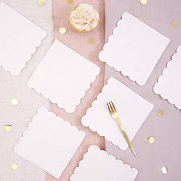Meri Meri Disposable Paper Napkins (Pack of 20), Scalloped Edge, 2 Sizes, 15 Colors, Party Napkins