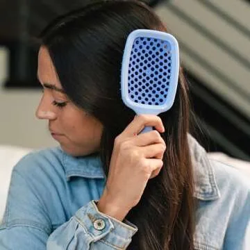 FHI Heat UNbrush Detangling Brush for Pain-Free Brushing on All Wet or Dry Hair Types — Durable DuoFlex Anti-Static Bristles, Lightweight Handle, Vented Hair Brush, Periwinkle Light Blue