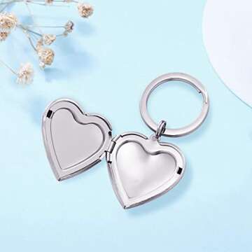 Personalized PHOCKSIN Silver Heart Keychain for Women – Photo Locket Gift for Cherished Memories
