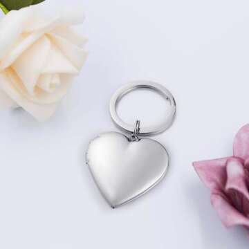 PHOCKSIN Silver Heart Keychain for Beautiful Memories and Gifts